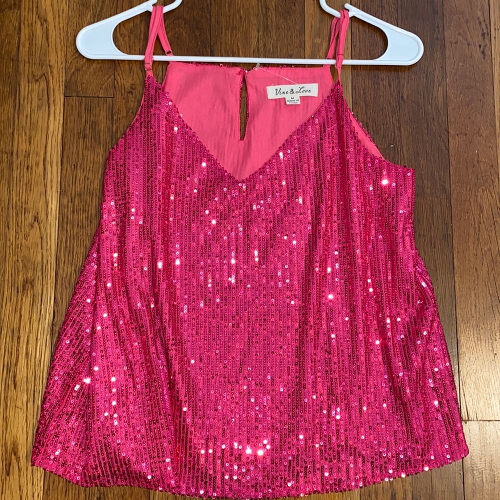 Pink sequin tank